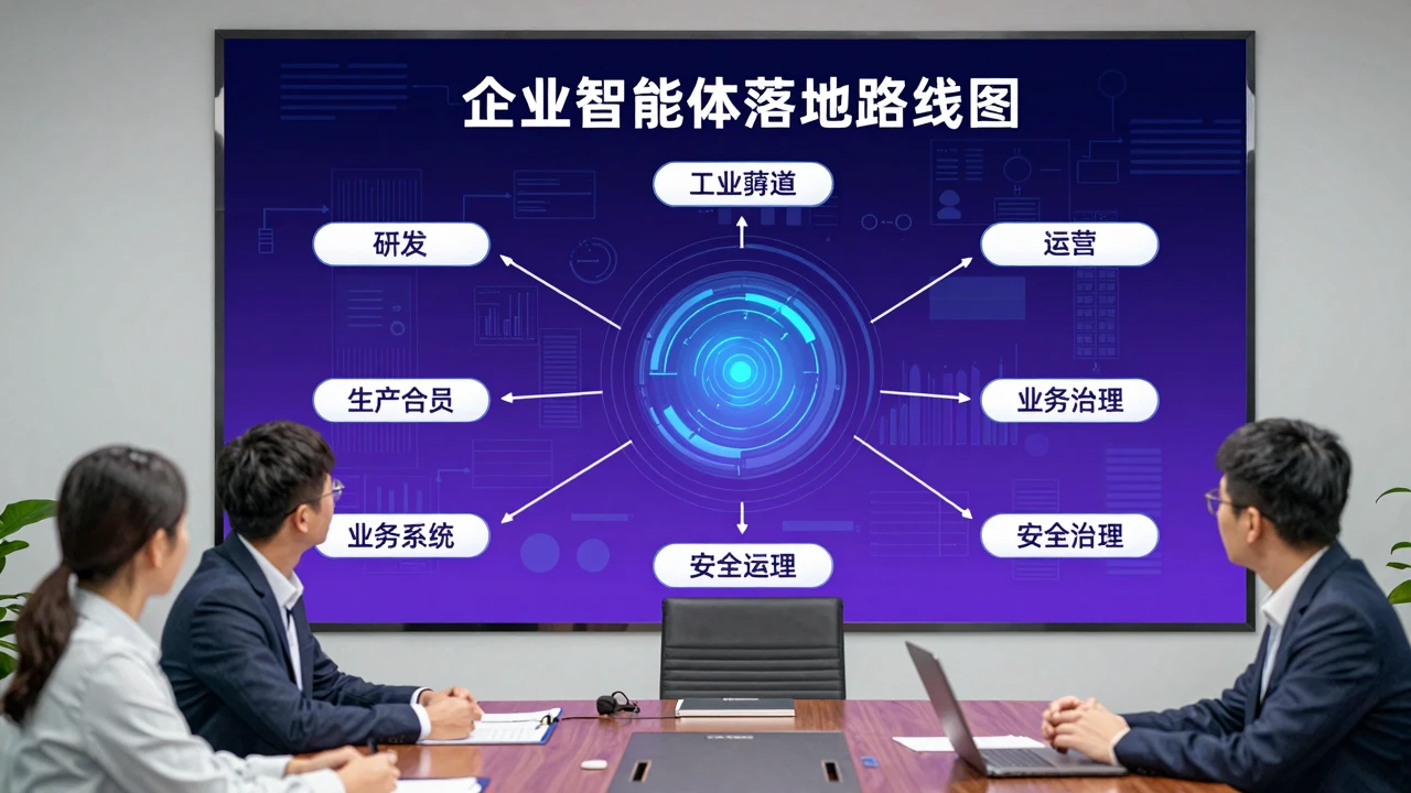 微软AI Tour上海站展示企业智能体落地路径:从生产力工具到安全治理,管理者该看什么 1 企业智能体从工具应用走向业务流程的示意场景