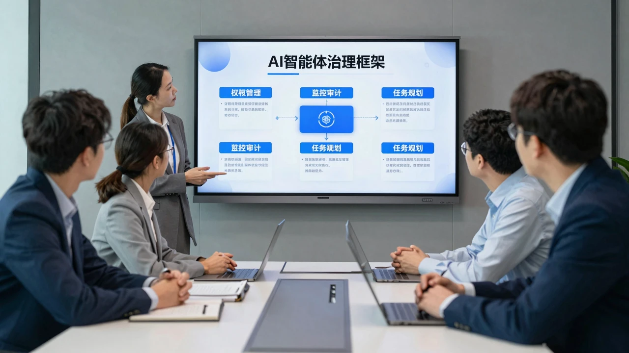 企业团队讨论AI智能体治理框架